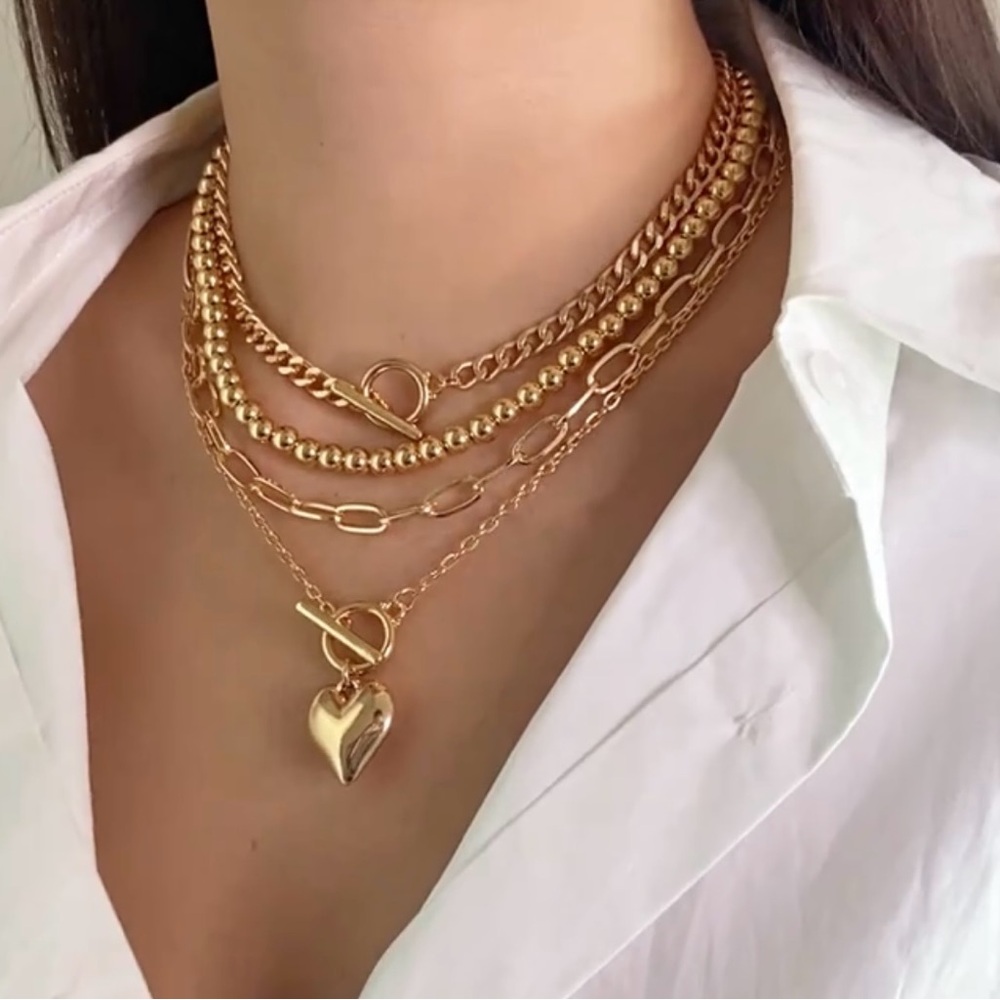 4pcs/set Vintage Simple CCB Beaded Necklace